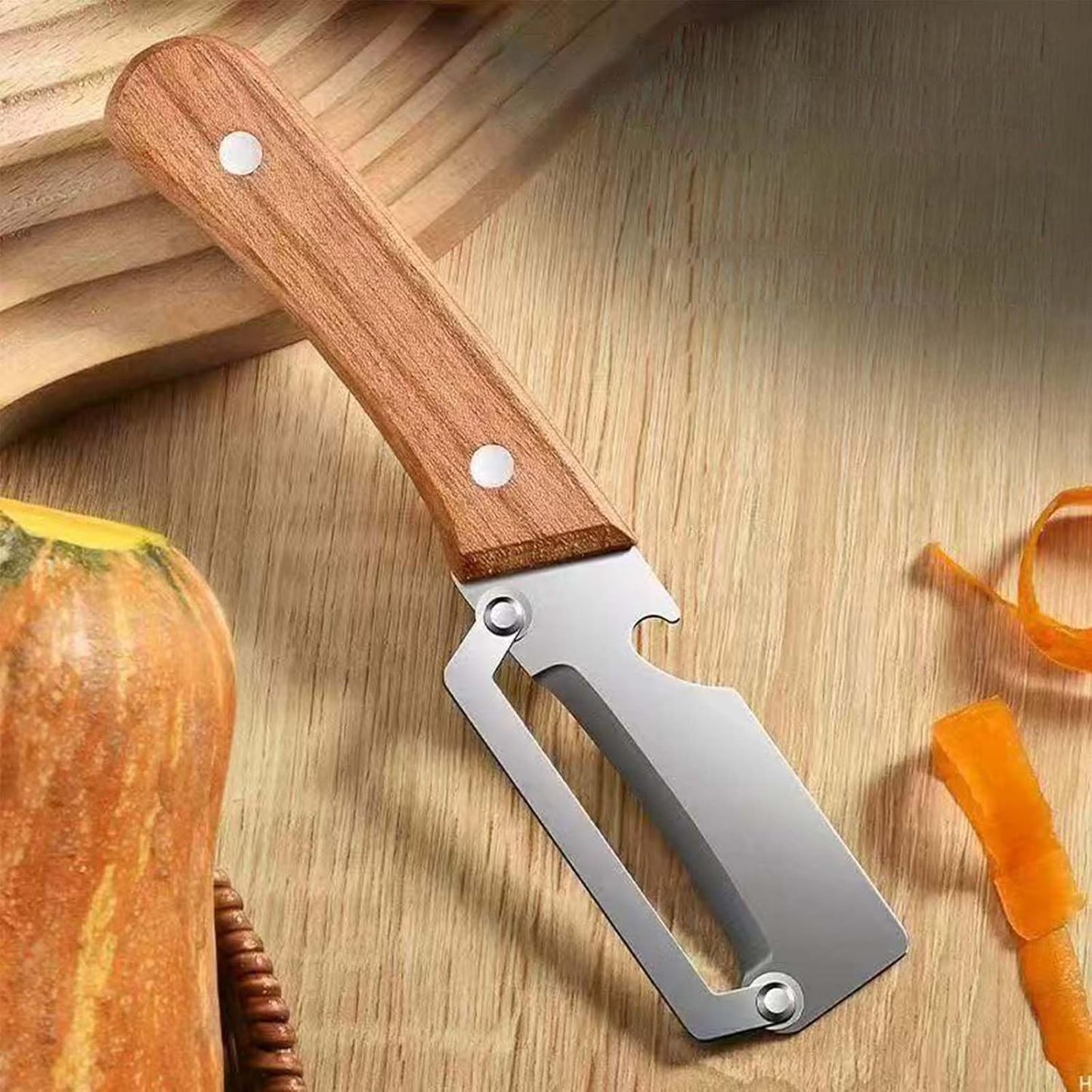 Skiennix Premium Vegetable Peeler - Multi-Functional Kitchen Tool with Wooden Handle & Stainless Steel Blade | 2PCS Set