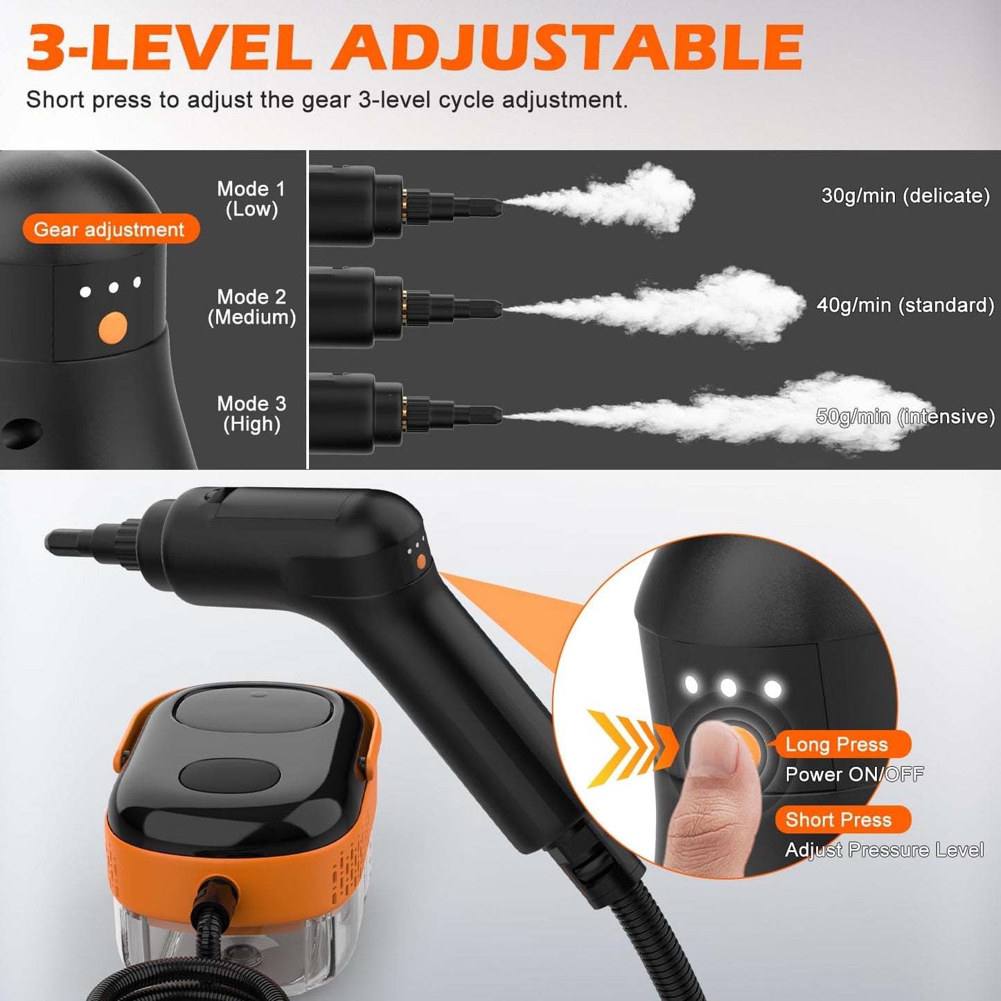 Skiennix Steam Cleaner - Portable Handheld Steamer with 15s Heat-Up & 16 Accessories | Ideal for Home & Car Cleaning