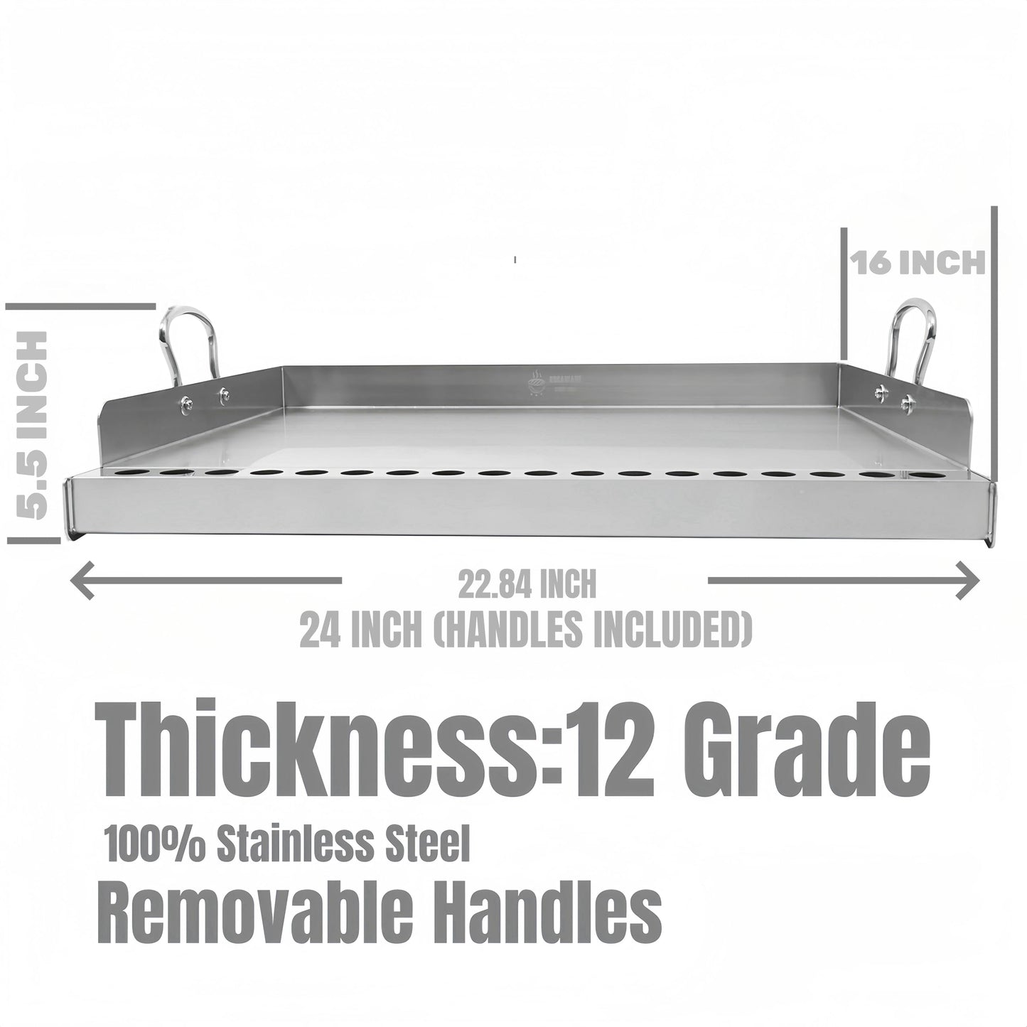 Universal Stainless Steel Flat Top Griddle Insert for Gas & Charcoal Grills – Nonstick, Even Heating & Easy Clean, Includes Turner & Scraper, Ideal for Outdoor BBQ, Tailgating & Camping, 23" x 16"