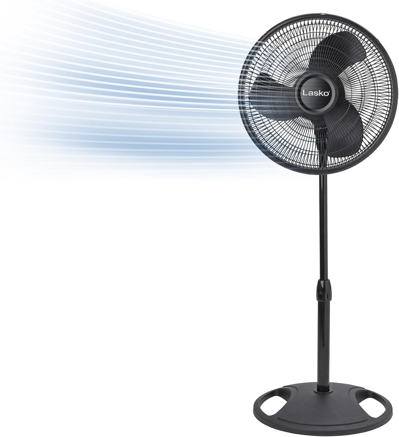Lasko 2521 16-Inch Quiet Oscillating Pedestal Fan - Adjustable 3-Speed for Home & Office, Black