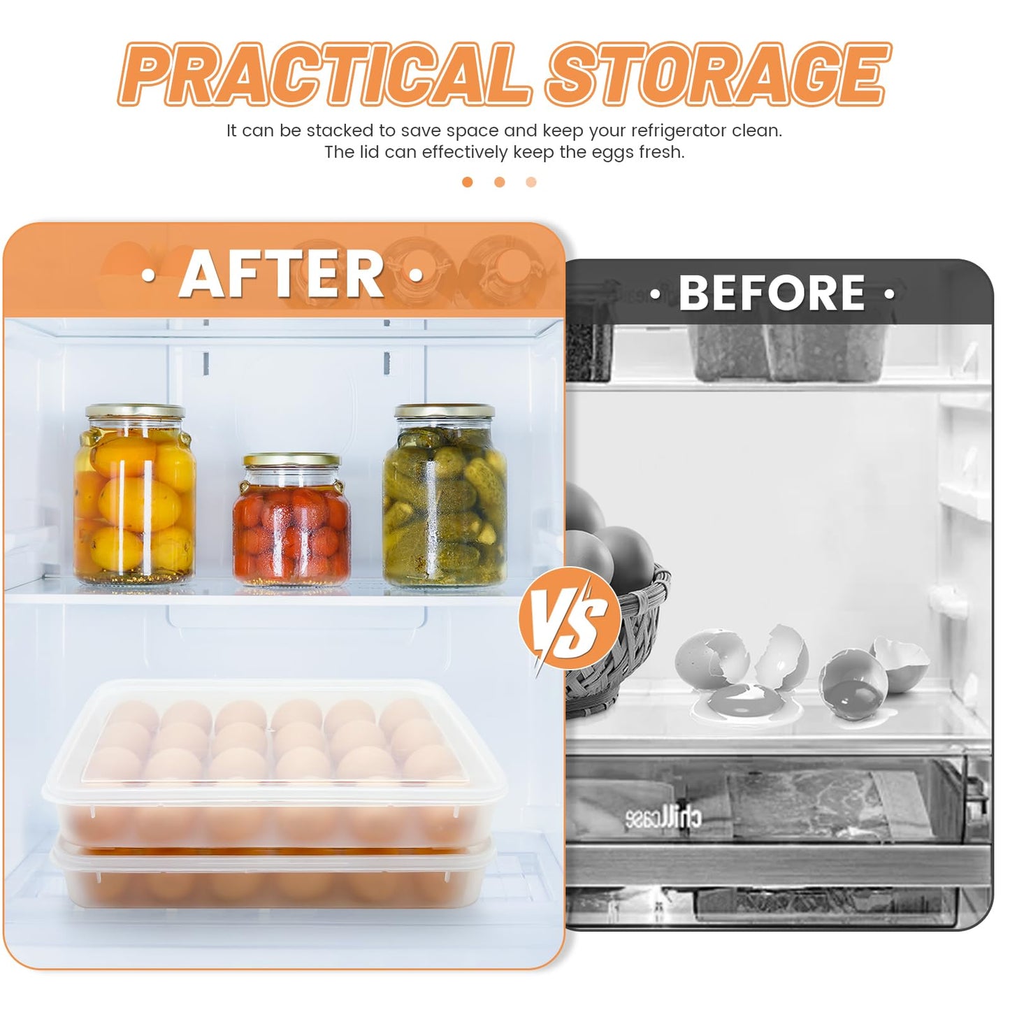 Whkvnng 2 Pack Deviled Egg Trays,Stackable Plastic Egg Holder for 48 Eggs,Clear Egg Storage Containers for Fridge,Keep Fresh,Easter,Thanksgiving Day Party Kitchen Supplies
