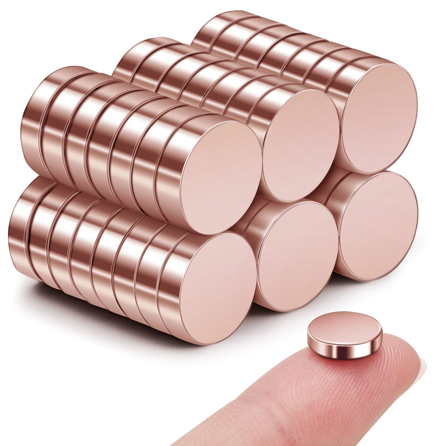 SMARTAKE 45 Pcs Refrigerator Magnets, 10x2.6mm Small Round Fridge Magnets, Multi-Use Premium Neodymium Office Magnets for Fridge, Whiteboard, Billboard in Home, Kitchen, Office and School (Rose Gold)