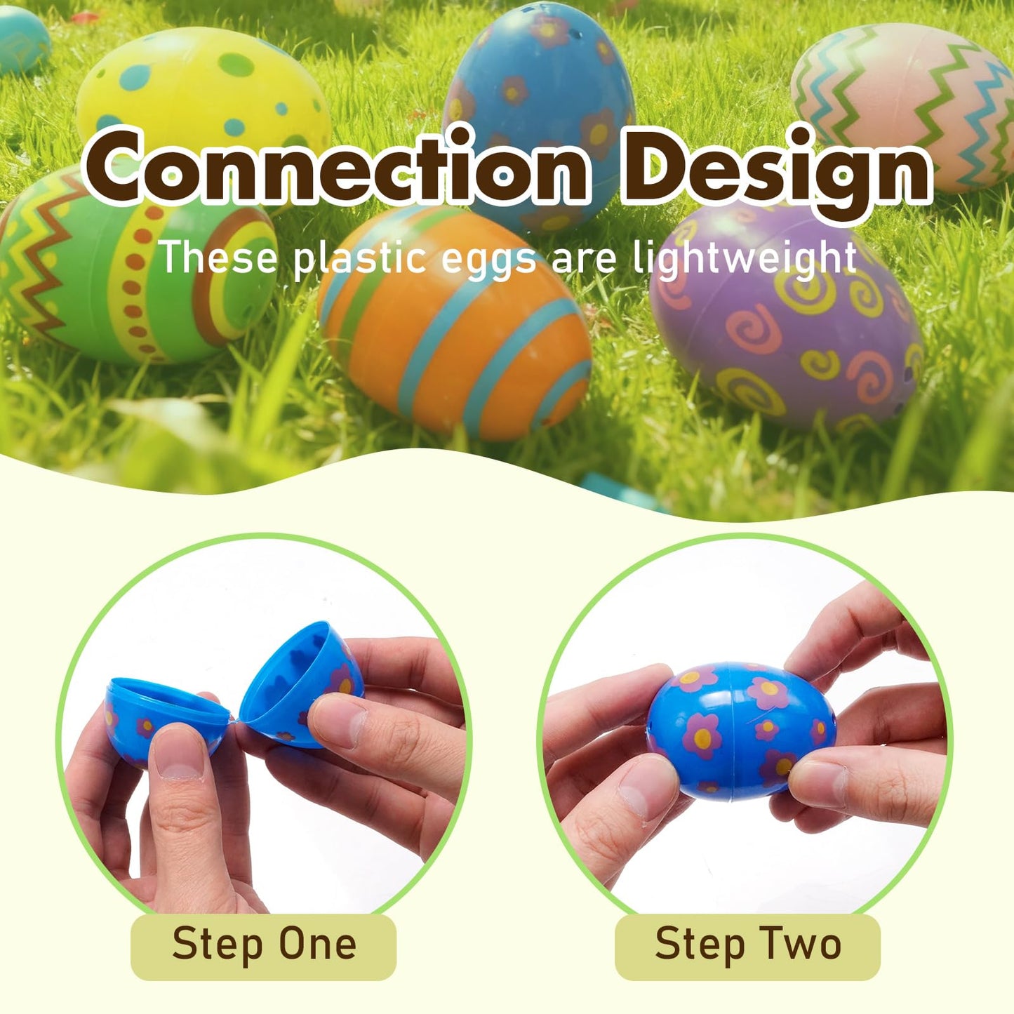 Newnessai 72 Pcs Plastic Printed Easter Eggs, 2.4inch Empty Fillable Colorful Plastic Eggs, for Party Favor, Suitable for Easter parties and egg hunts, Basket Stuffers Filler