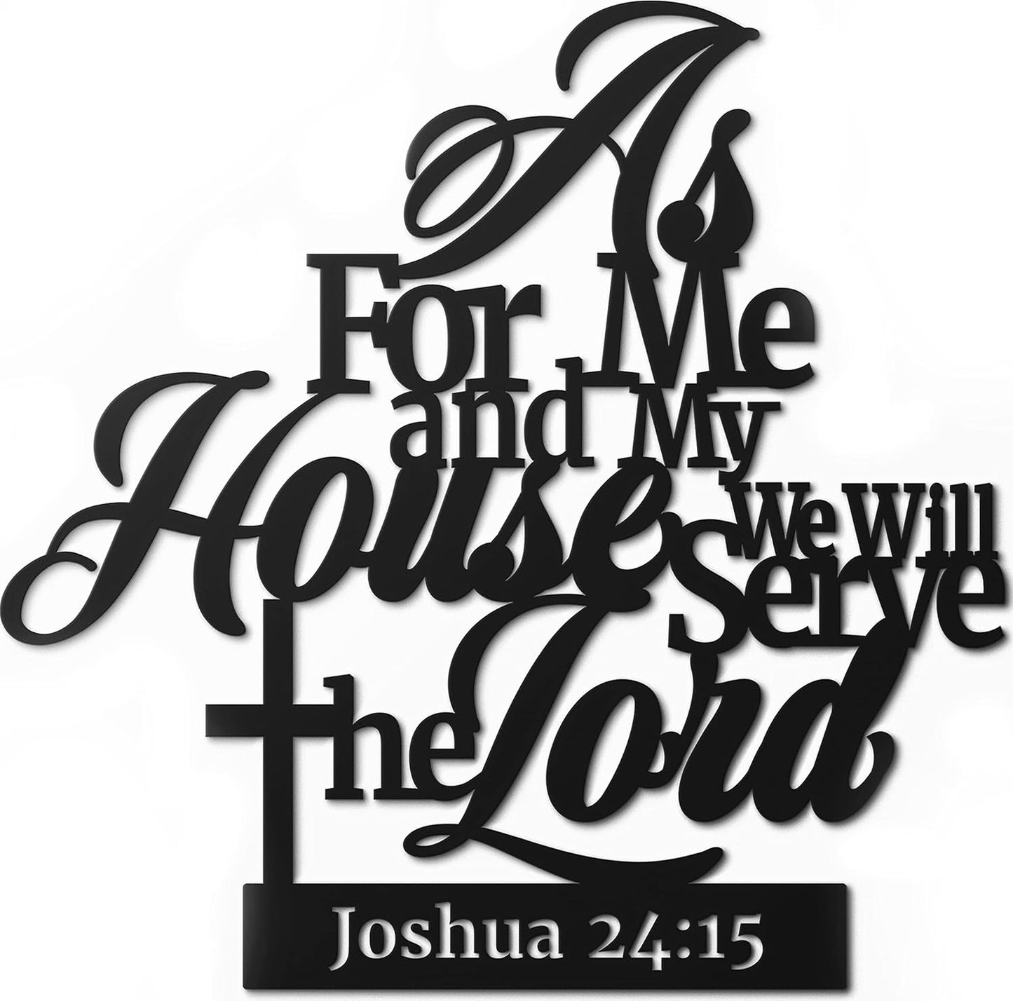 Vivegate Metal Bible Verse Wall Decor - "As For Me And My House" Christian Sign | Black 02