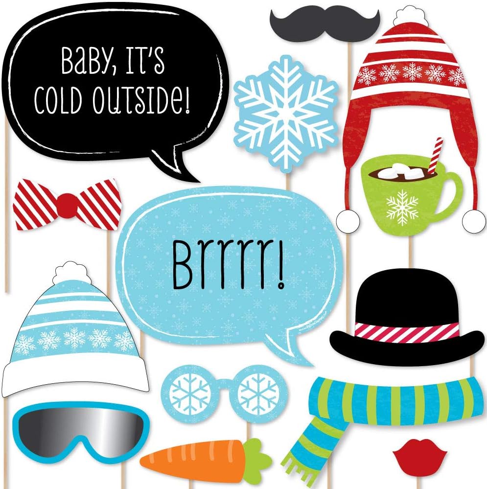 Winter Party Photo Booth Props Kit - 20 Fun Accessories for Celebrations
