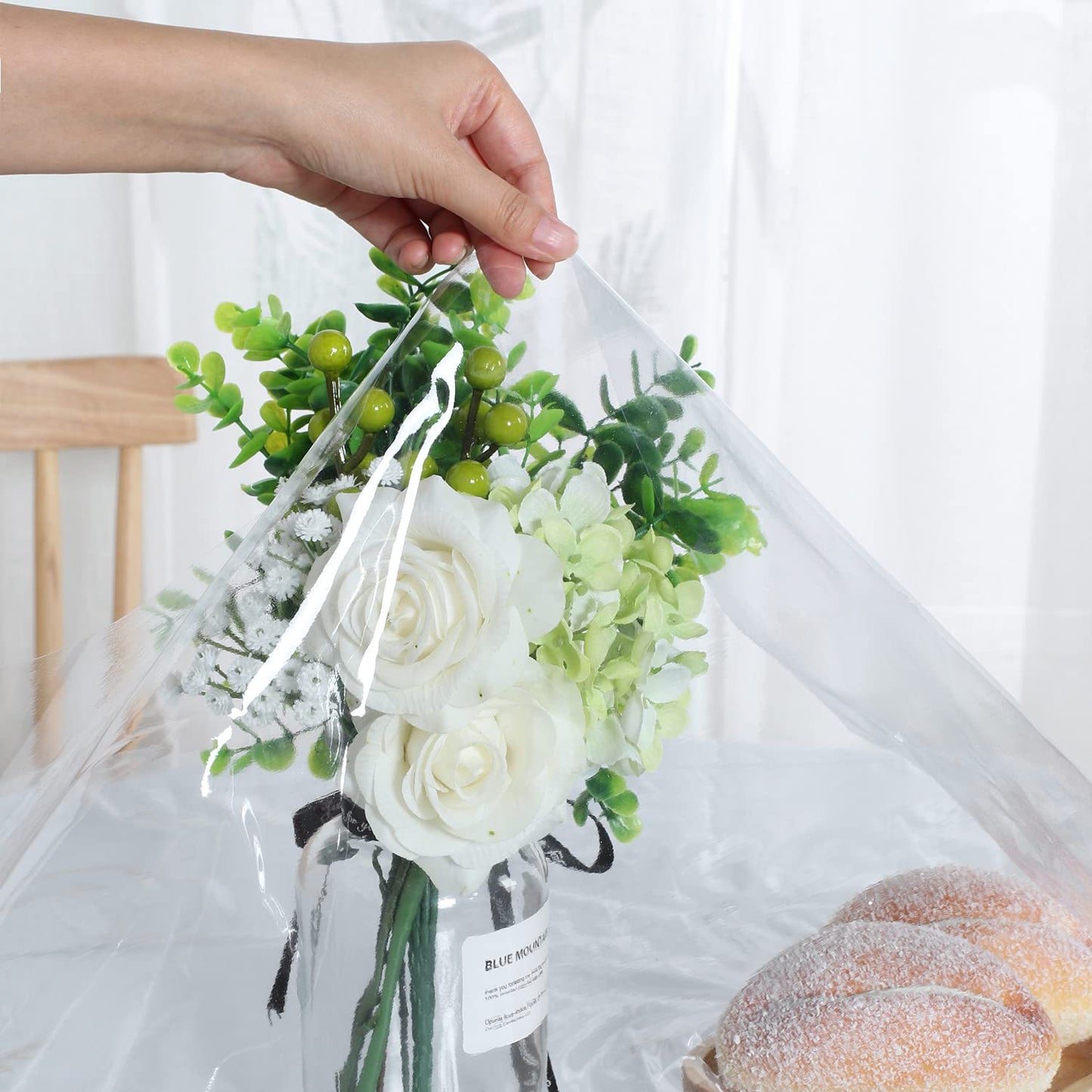 sancua Clear Plastic 100% Waterproof Round Tablecloth - 54 Inch - Vinyl PVC Table Cloth Protector Oil Spill Proof Wipe Clean Table Cover for Dining Tables, Parties & Camping, Crystal Clear