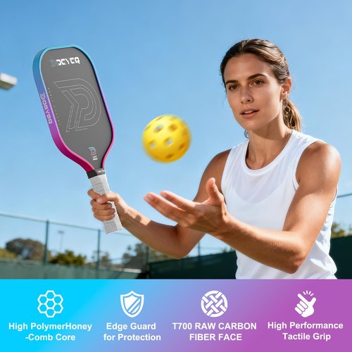 DGYGQ Professional Carbon Fiber Pickleball Paddle-16mm, Superior Control, Strong Power and Forceful Spin with 16mm Honeycomb Core Pickleball Rackets (Red and Blue)
