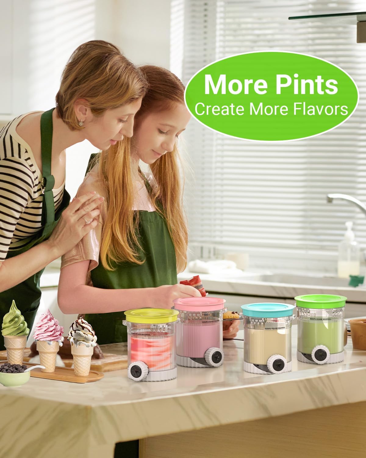Ninja Creami Swirl Pints & Lids - 4 Pack Compatible with NC700 Series | BPA-Free, Dishwasher Safe