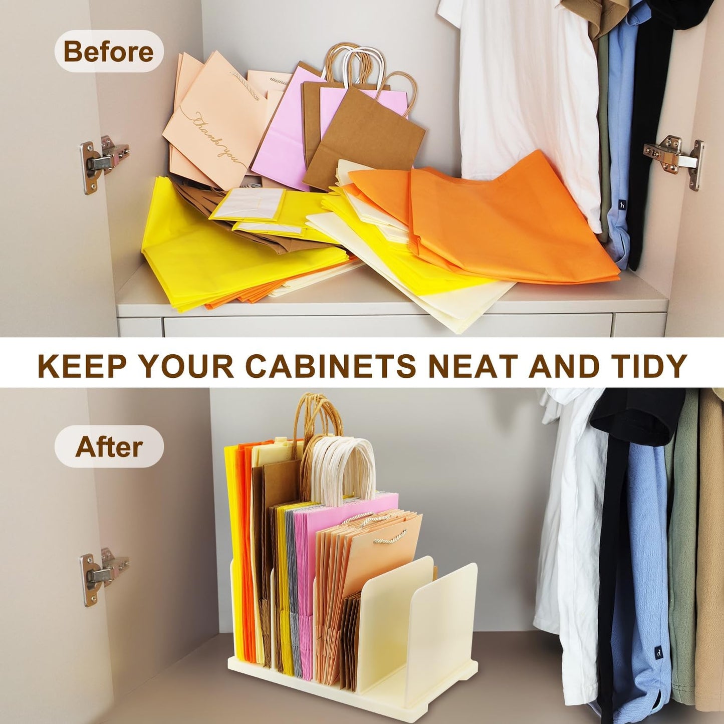 Skiennix Reusable Shopping Bag Organizer - Adjustable Extra Tall Shelf Dividers for 40+ Tote Bags, Cloth, and Groceries