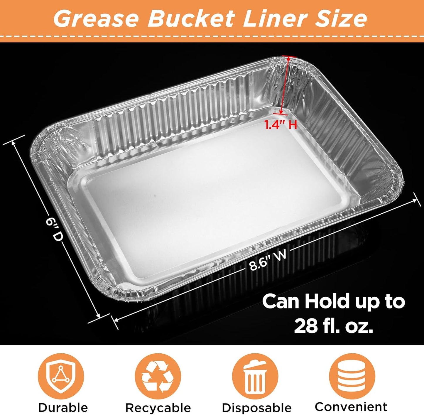 Weber - 20 Pack Drip Pans for Spirit, Q, Genesis & Genesis II Grills - Disposable Aluminum Foil Grease Trays (6 x 1.4 x 8.6 Inches)