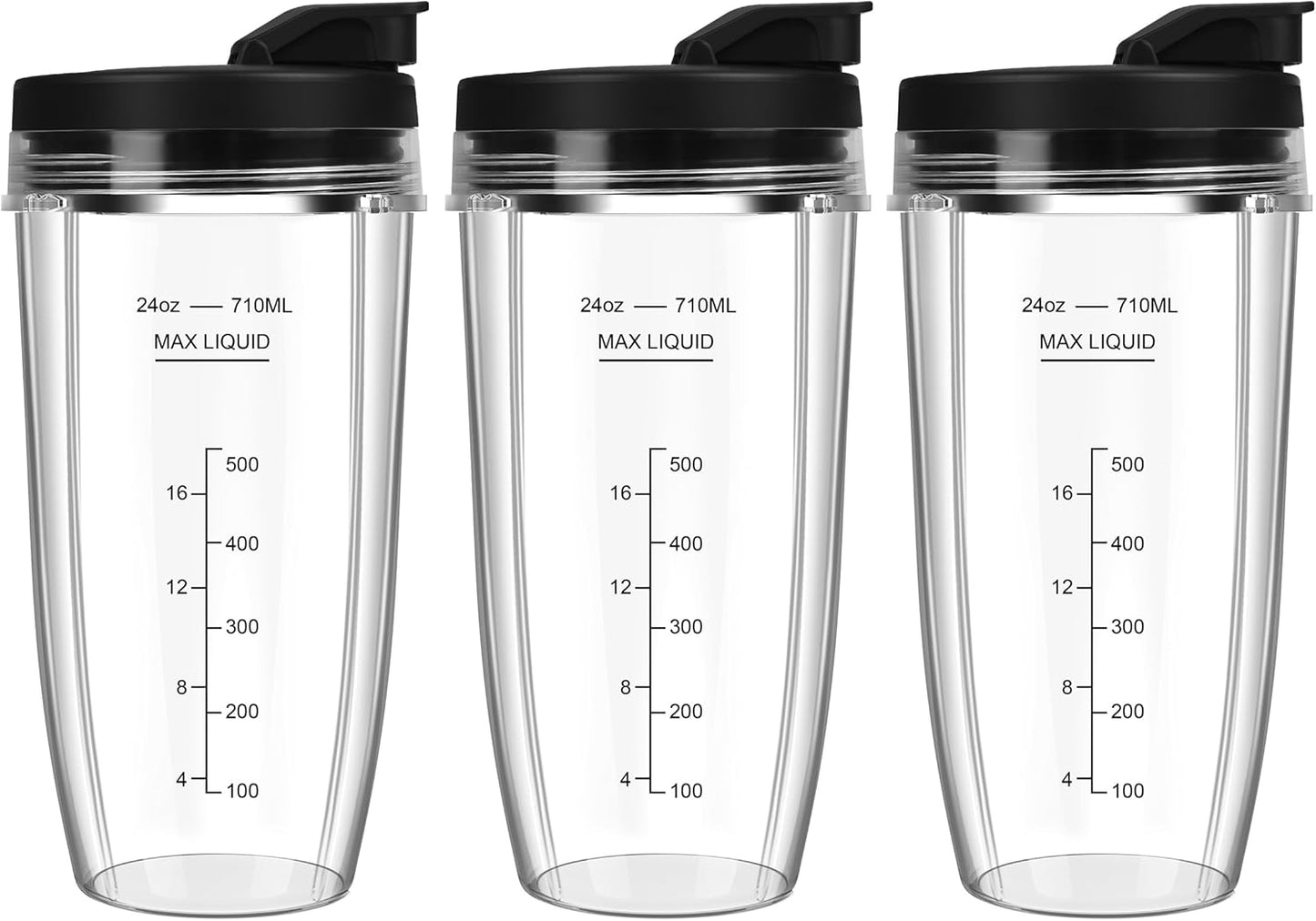 Ninja Blender Cups - 24oz Replacement Cups with To-Go Lids | Compatible with Multiple Ninja Models (3 Pack)