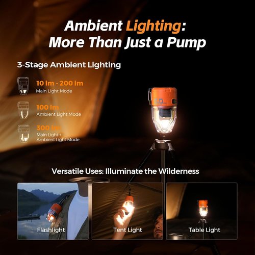 FLEXTAILGEAR Max Pump 3 - Portable 5Kpa Air Pump for Inflatables | 500L/min with Camping Light