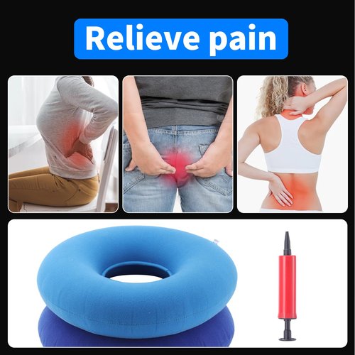 ANABIUP 2 Pack Inflatable Donut Pillow Ring Seat 15 Inch Round Portable Donut Cushion Pillow for Home Office Chair Wheelchair Car, 2 Colors