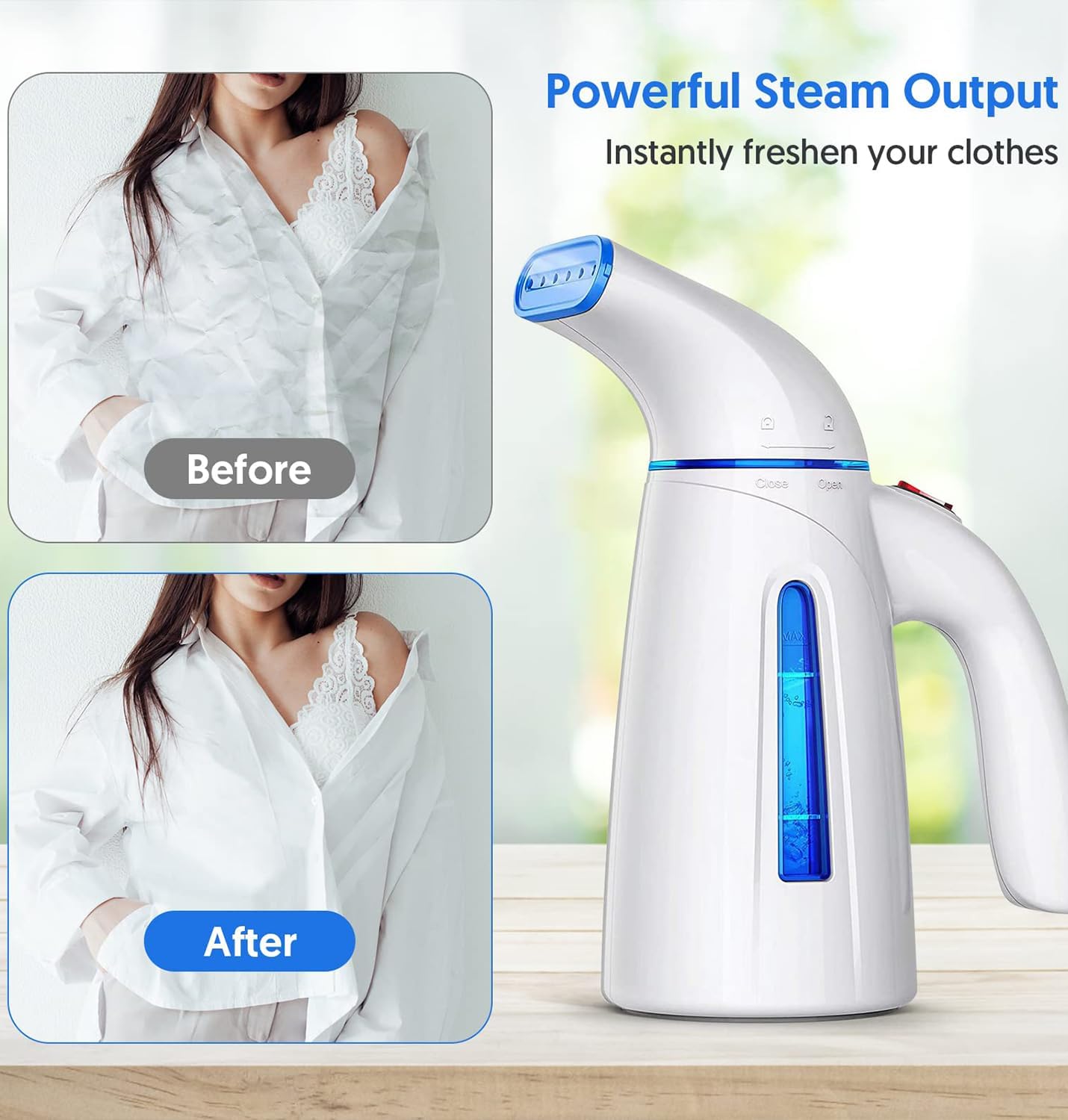 OGHom Handheld Clothing Steamer - 700W Portable Travel Iron with 240ml Capacity (Blue)