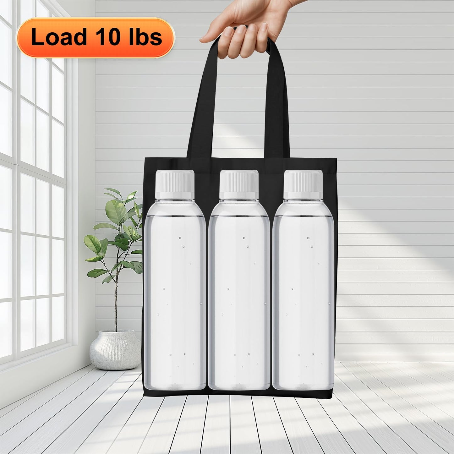 5 | 25 | 50 Pack Economical Reusable Canvas Tote Bag, 10 Oz Washable Thicken Grocery Bag, Plain Canvas Bags with Handles, Blank Bag Suitable for DIY, Tote Bags to Paint(Black) (25, 8.8 x 9.6 Inch)