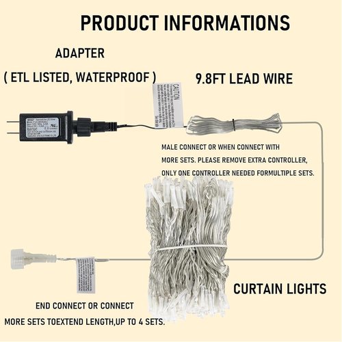 Dazzle Bright 300 LED Curtain String Lights - Pink Fairy Lights with 8 Modes | Waterproof for Weddings & Decor