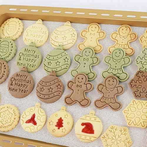8 Piece Christmas Cookie Cutters Gingerbread Cookie Stamps Christmas Tree Shaped Cookie Stamps for Baking Cookies(8-Christmas K)
