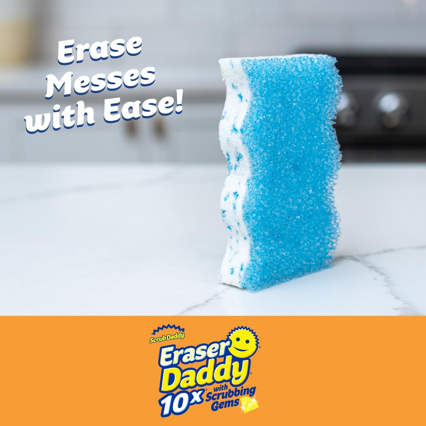 Scrub Daddy Eraser Sponge - 10X More Durable with Scrubbing Gems - Effortlessly Removes Dirt & Stains (2 Pack)