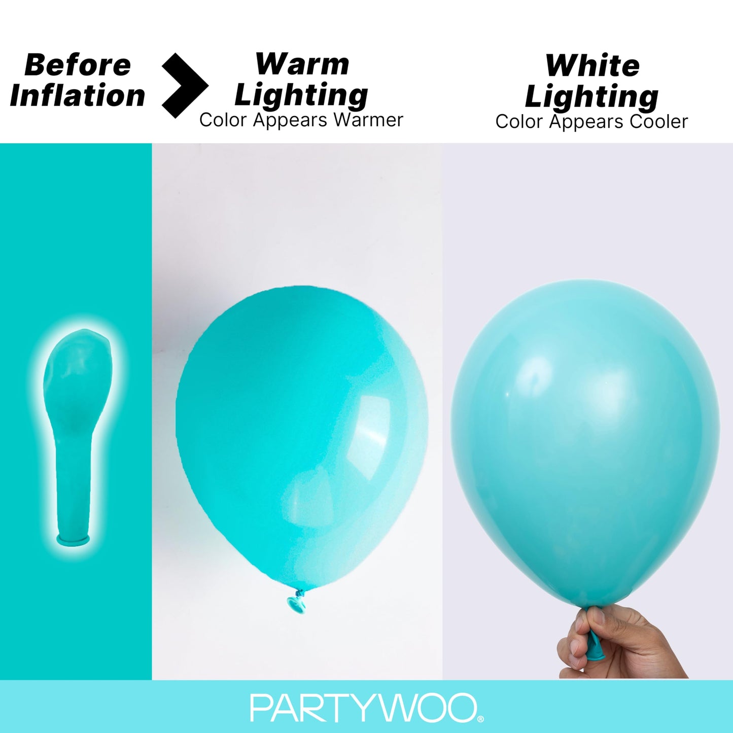 PartyWoo Teal Balloons 100pcs Different Sizes Pack of 18 12 10 5 Inch Turquoise Dark Teal Balloon Arch Kit for Baby Shower Gender Reveal Graduation Mermaid Birthday Pool Party Decorations Blue-Y69