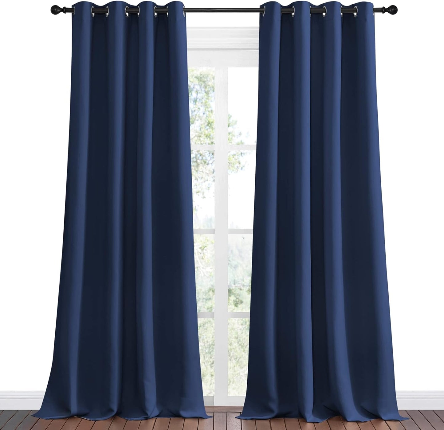 NICETOWN Navy Blackout Curtains - 55" x 90", 2-Piece Grommet Panels for Sunlight Blocking & Modern Decor