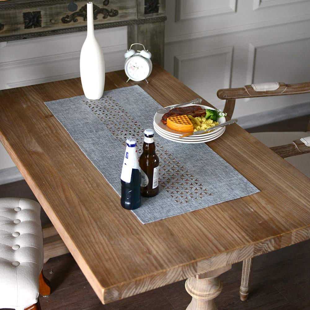 ARTABLE Rectangle Table Runners Fabric Home Garden Table Runner with Well-Trimmed Edge for Picnics Indoor and Outdoor Dining Holiday Long Tables (Gray, 16 x 36 Inch)