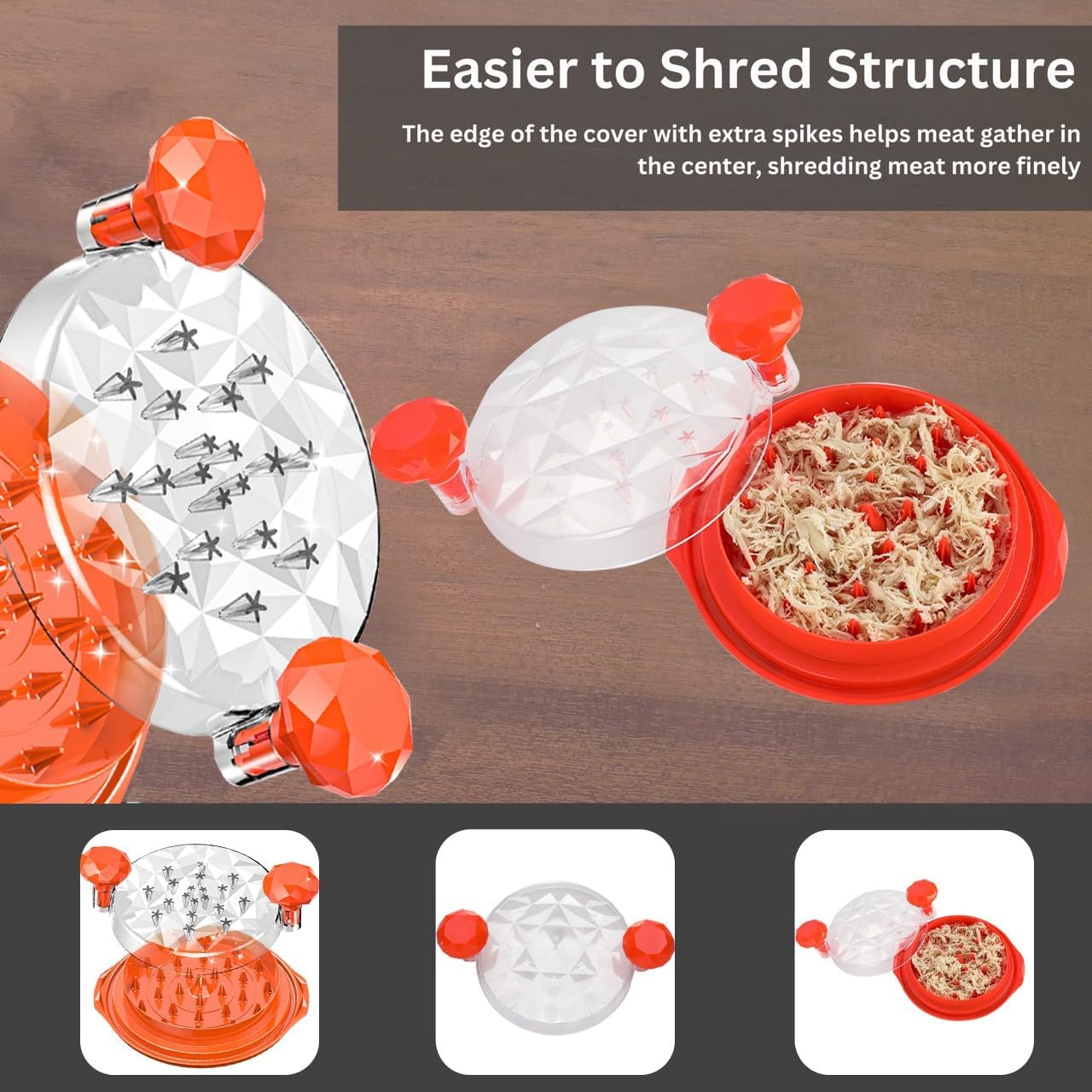 Skiennix Chicken Shredder - Ergonomic Tool for Effortless Meat Shredding | BPA-Free, Eco-Friendly, Orange
