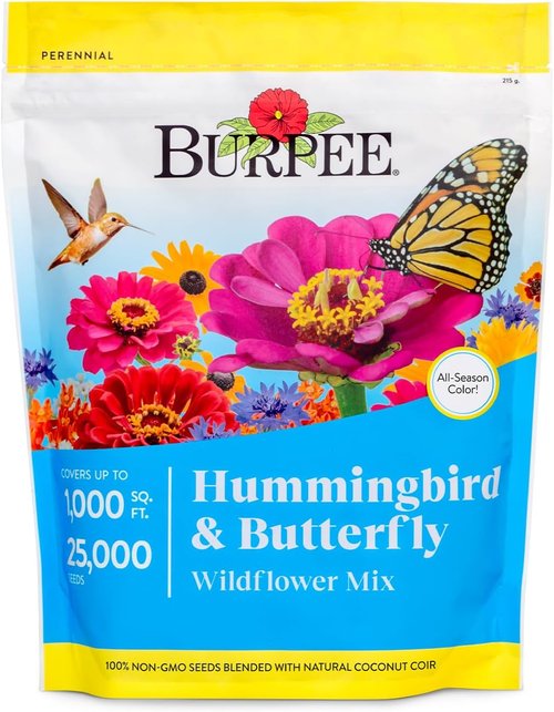 Burpee Wildflower Seeds - 25,000 Bulk Non-GMO Mix for Hummingbirds & Butterflies | 18 Varieties