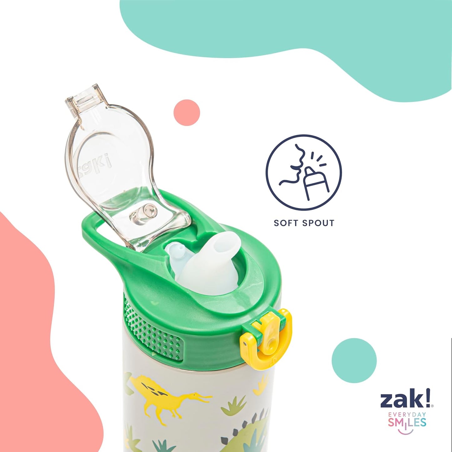 Zak Designs Sonic the Hedgehog Kids Water Bottle - 19oz Stainless Steel, Leak-Proof With Straw & Handle
