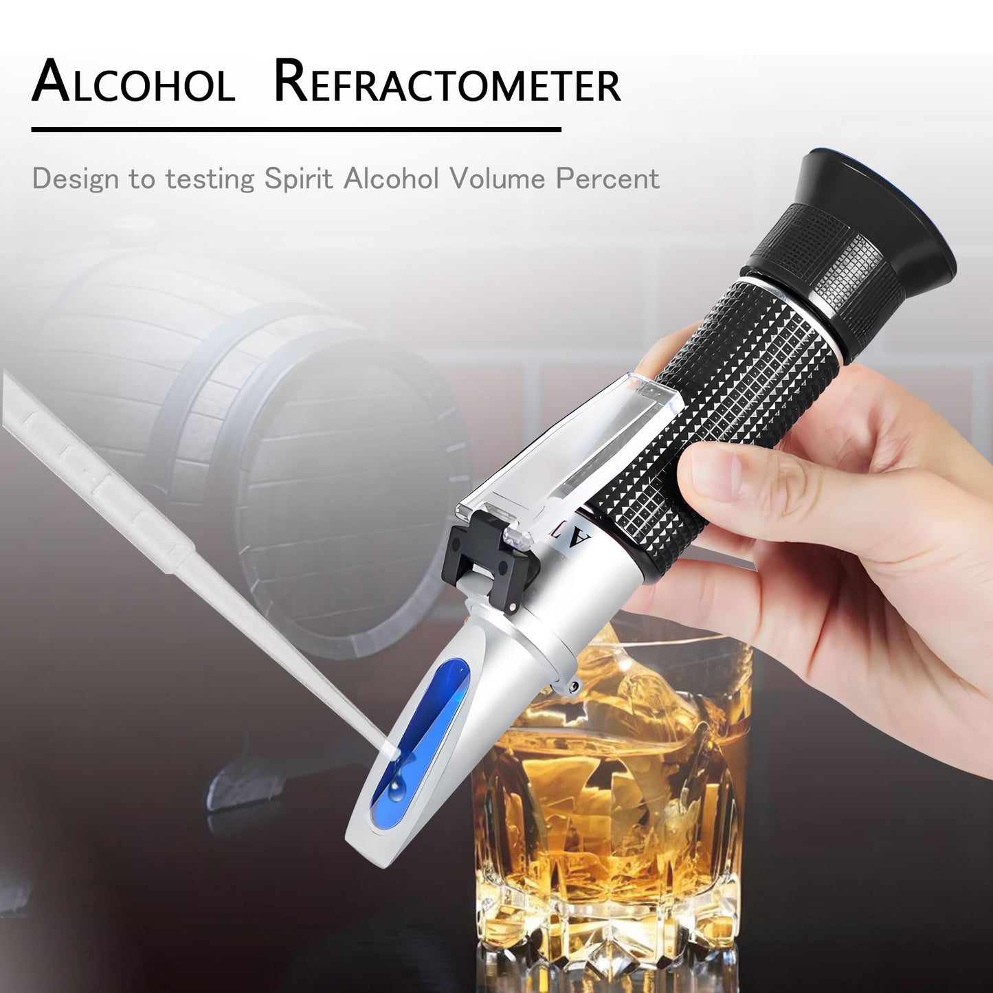 Handheld Alcohol Refractometer,V·RESOURCING 0~80% Alcohol Content Measurement Tool Tester for Spirits Distilled Ethanol with Water Like Whiskey, Brandy;Used in Scientific Research, Alcohol Purchase