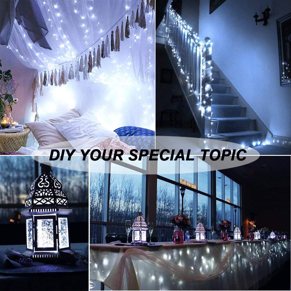 24 Pack Fairy Lights Battery Operated [3 Modes] 7ft 20 LED Mini Twinkle String Lights Waterproof Silver Wire Firefly Starry Lights for Wedding Party Mason Jars Christmas Decorations, Cool White
