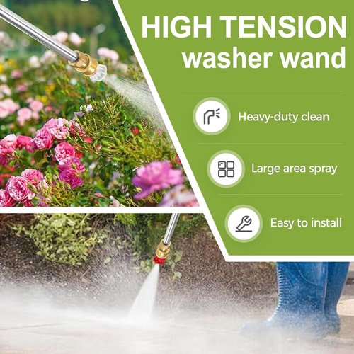 Jet Nozzle Power Washer Wand - 2026 Model with 3 Interchangeable Nozzles for Car & Garden Cleaning (Grey)