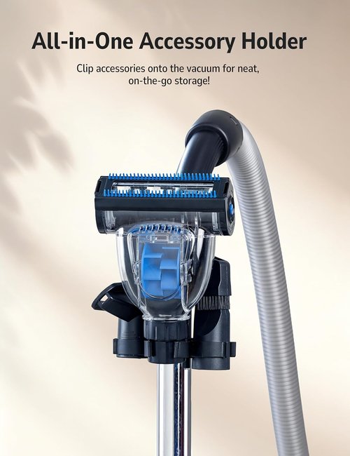 Aspiron Canister Vacuum Cleaner - 40Kpa Powerful Bagless Design | 4QT Dust Cup, Double HEPA Filter, Lightweight with 5 Tools - Mauve