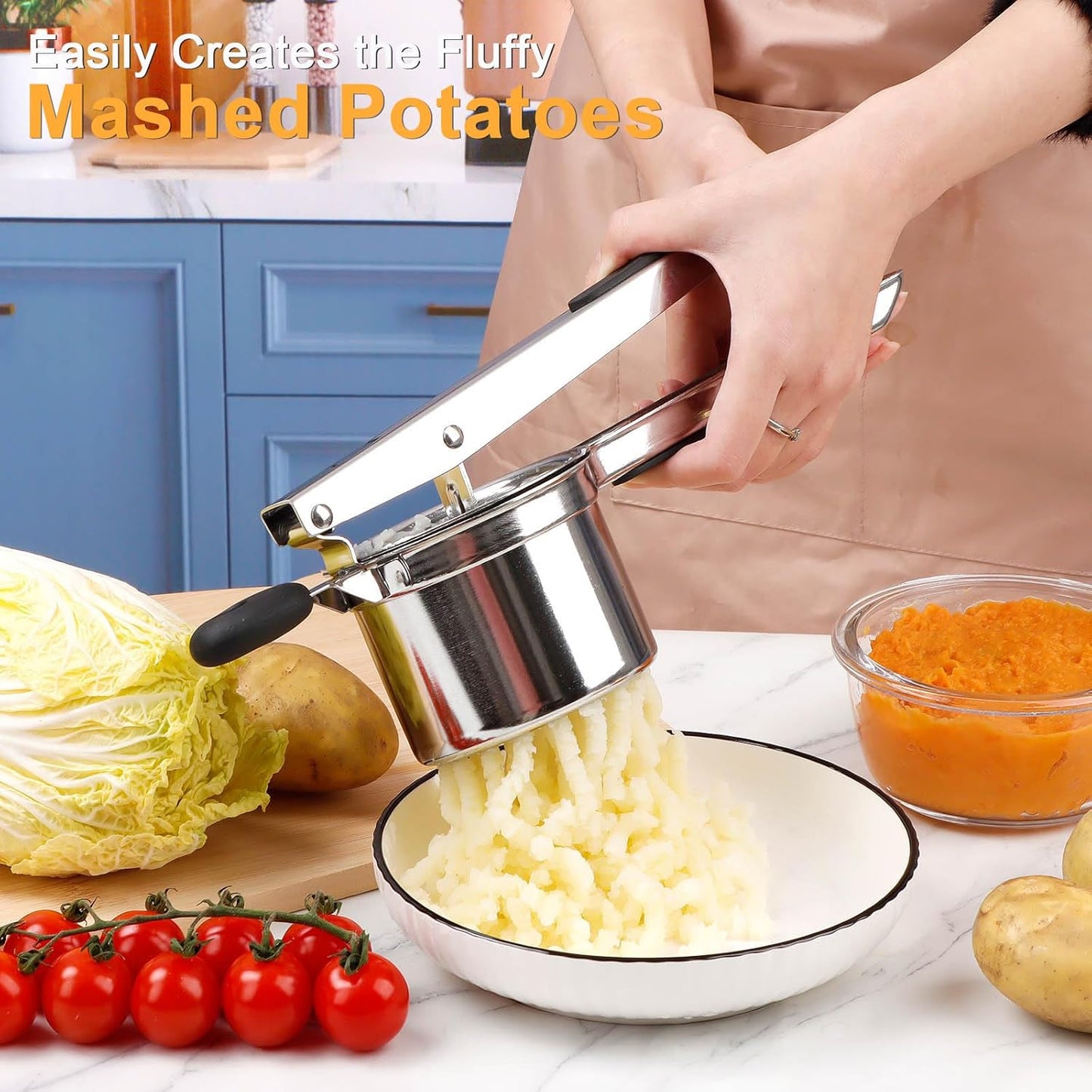 KAYCROWN Potato Ricer - Heavy Duty Stainless Steel Masher With 4 Discs for Perfect Mashed Potatoes