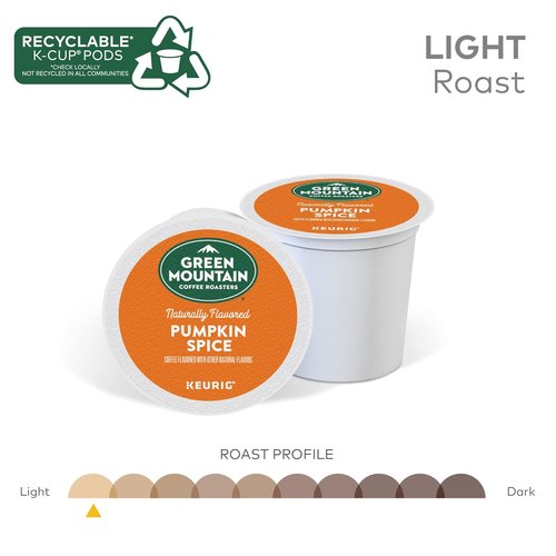 Green Mountain Coffee Roasters Pumpkin Spice K-Cup Pods - Light Roast, 32 Count (Pack of 2)