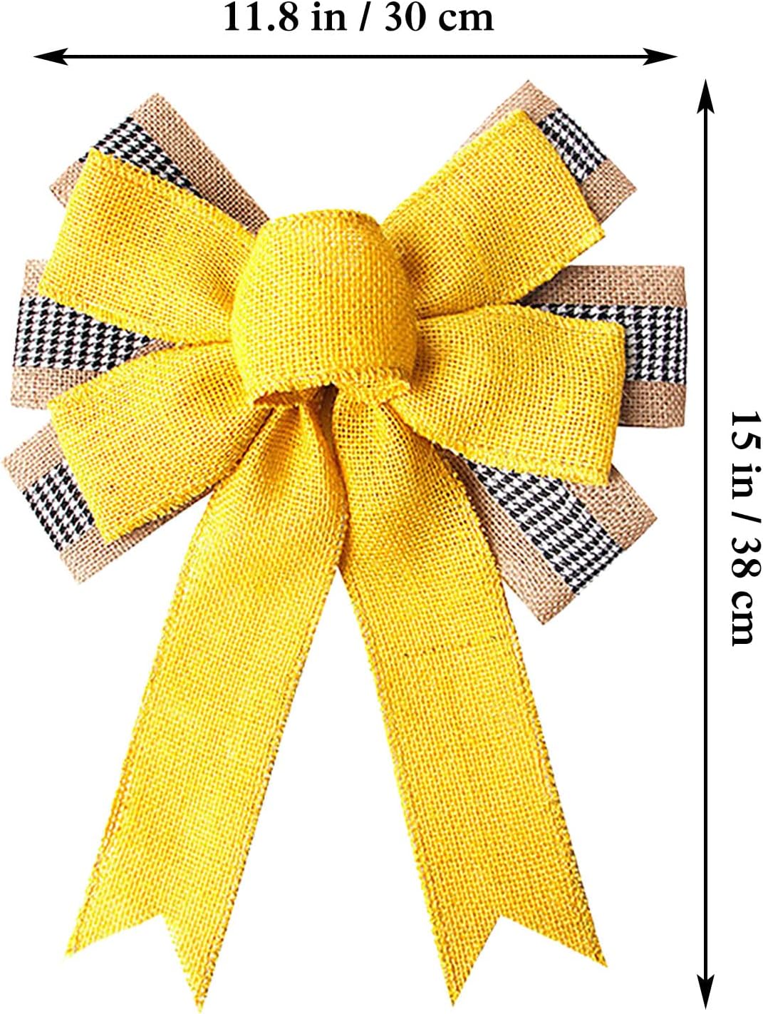 Regine Switzerland Large Yellow Burlap Wreath Bow - Perfect Tree Topper for Spring & Summer Decor