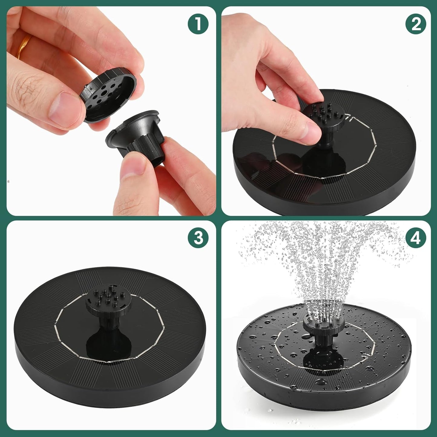 Skiennix Solar Bird Bath Fountain Pump - Eco-Friendly Outdoor Water Feature with 6-in-1 Nozzles | Floating Design for Garden, Pond, Pool