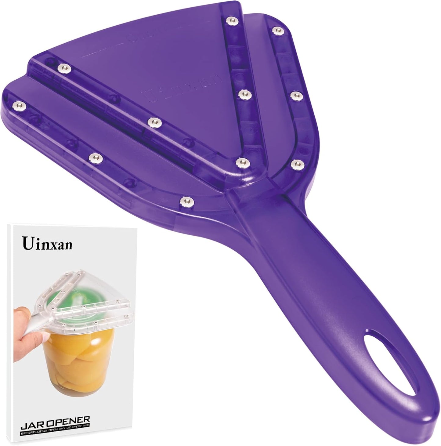 Uinxan Jar Opener - Easy Twist Off Bottle Caps for Seniors & Arthritis - Handheld Kitchen Gadget (Purple)