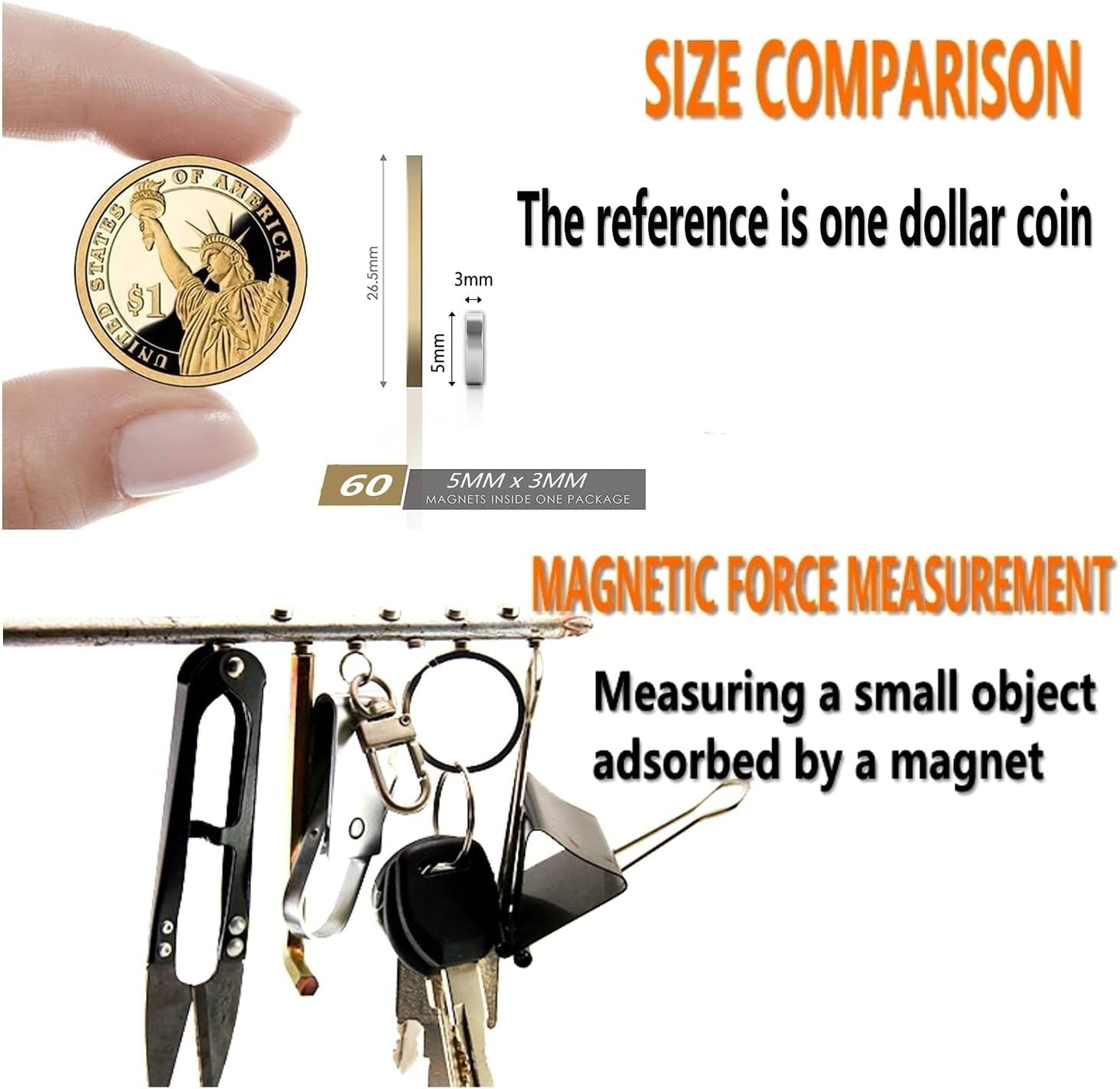 Skiennix 60-Piece Small Round Magnets - Durable Mini Magnets for Refrigerator & Office Use
