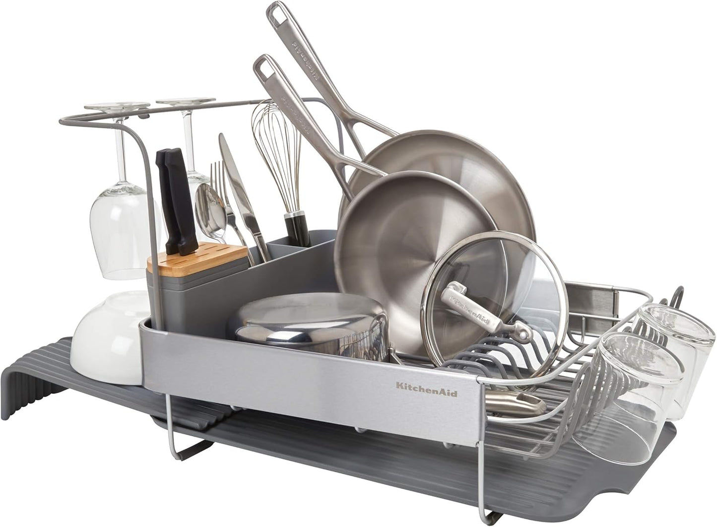 KitchenAid Dish Rack - Expandable, Rust Resistant, Self-Draining Design | 24-Inch, Charcoal Color