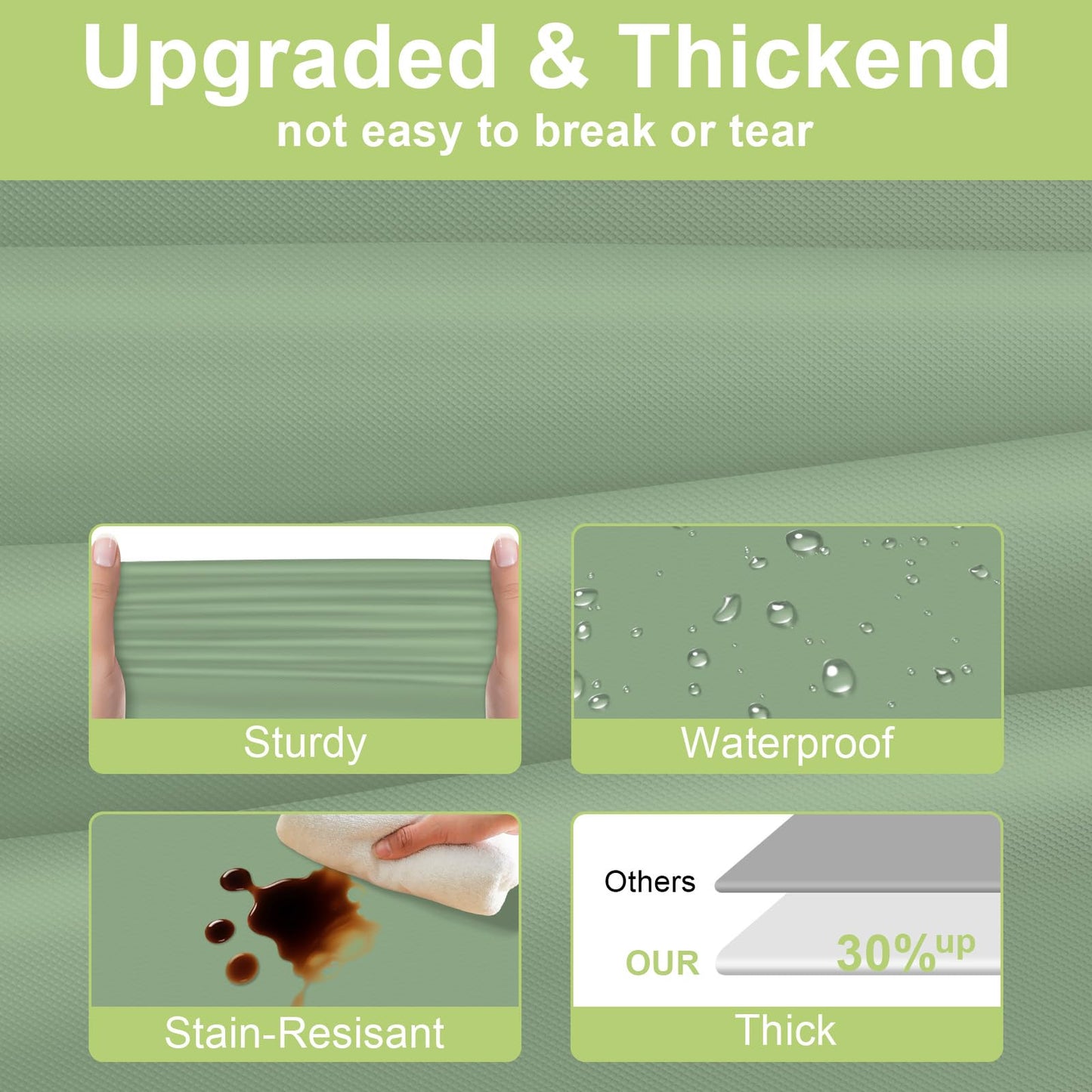 QIKSION Sage Green Plastic Table Cloth Disposable 2 Pack, 54 x 108 Inch Tablecloths for Baby Shower Birthday Bridal Wedding Party Decorations, Rectangle Table Cover