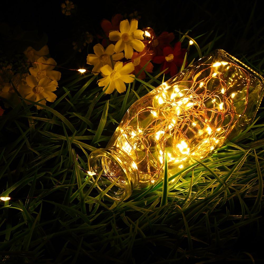 Battery Operated Fairy Lights - 50 LED Copper Wire String Lights with Remote & Timer, 16.4ft Waterproof Twinkle Lights for Christmas, Wedding & Home Decor