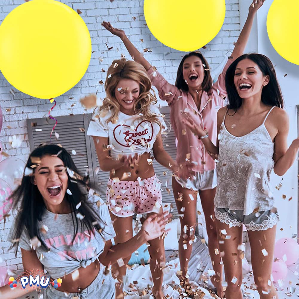 PMU 4 Pcs Premium Latex Balloons - Jumbo Size Balloons for Birthdays, Wedding Parties, Baby Shower, Indoor & Outdoor Party Events & Decoration Supplies - Made in USA, 36 Inch Canary Yellow