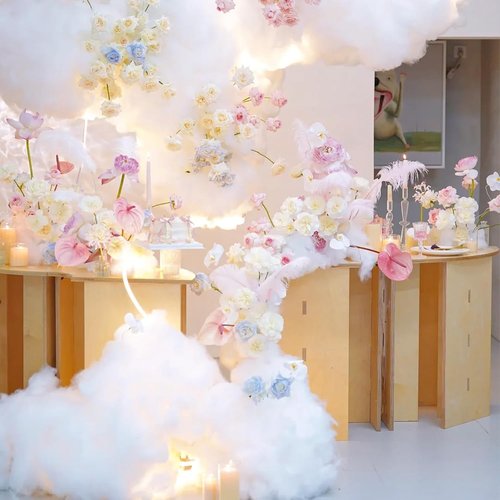 BUTUZE Polyester Fiber Clouds - Soft Artificial Snow Decoration for Room Ceiling | 400g/14oz Polyfill Stuffing