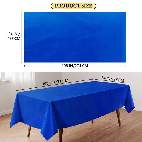 FAGNBED 4 Pack Royal Blue Disposable Tablecloth, 54×108 Inches Waterproof Plastic Rectangle Table Cover, Leakproof & Sturdy Table Cloth for for Thanksgiving, Veterans Day, Holiday Party Decoration