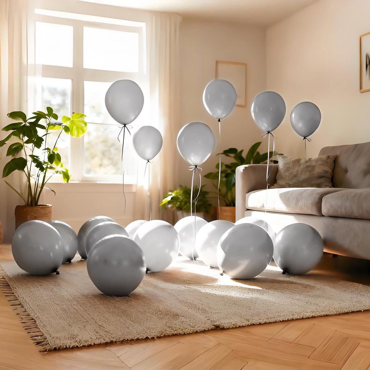 110pcs Grey Balloon 12 inch, Grey Latex Balloons for Birthday Party Baby Shower Wedding(with 2 Ribbons).