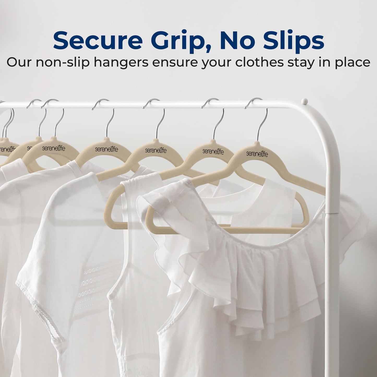 SereneLife 10 Pack Velvet Hangers - Non-Slip with 360° Swivel Hook - Ultra-Thin, Lightweight Velvet Hangers for Shirts, Sweaters, Hoodies, Kids Clothes & Dresses - Space-Saving