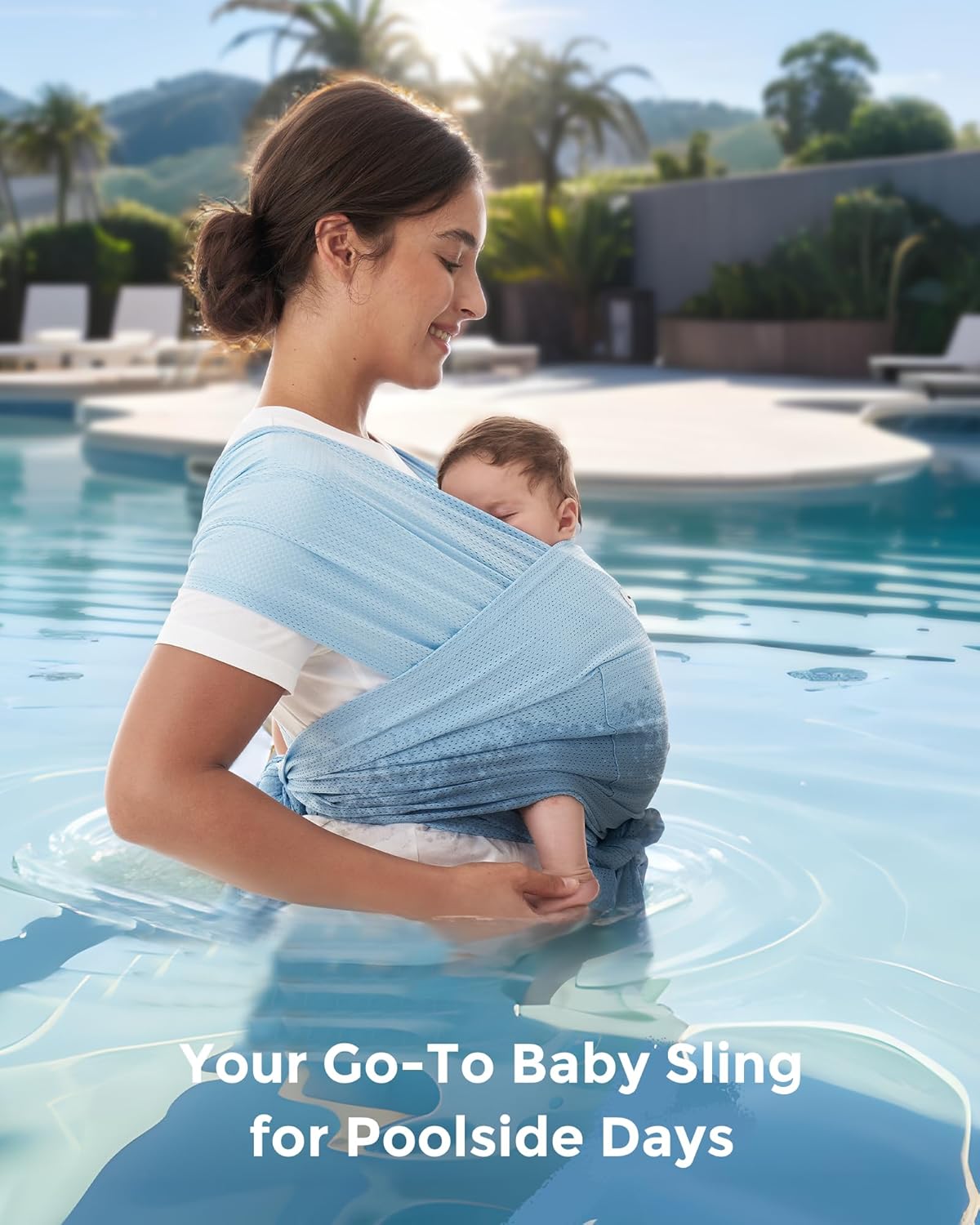 Momcozy Baby Carrier AirMesh - Lightweight Cooling Water Sling for Newborns to Toddlers 8-35 lbs | Light Blue