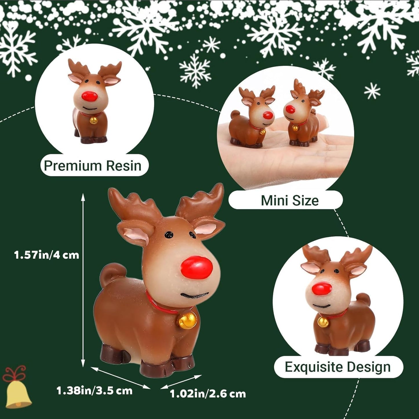 Skiennix Mini Reindeer Figurines - 5pcs Cute Resin Elk Statues for Christmas Crafts | Perfect for DIY Decor