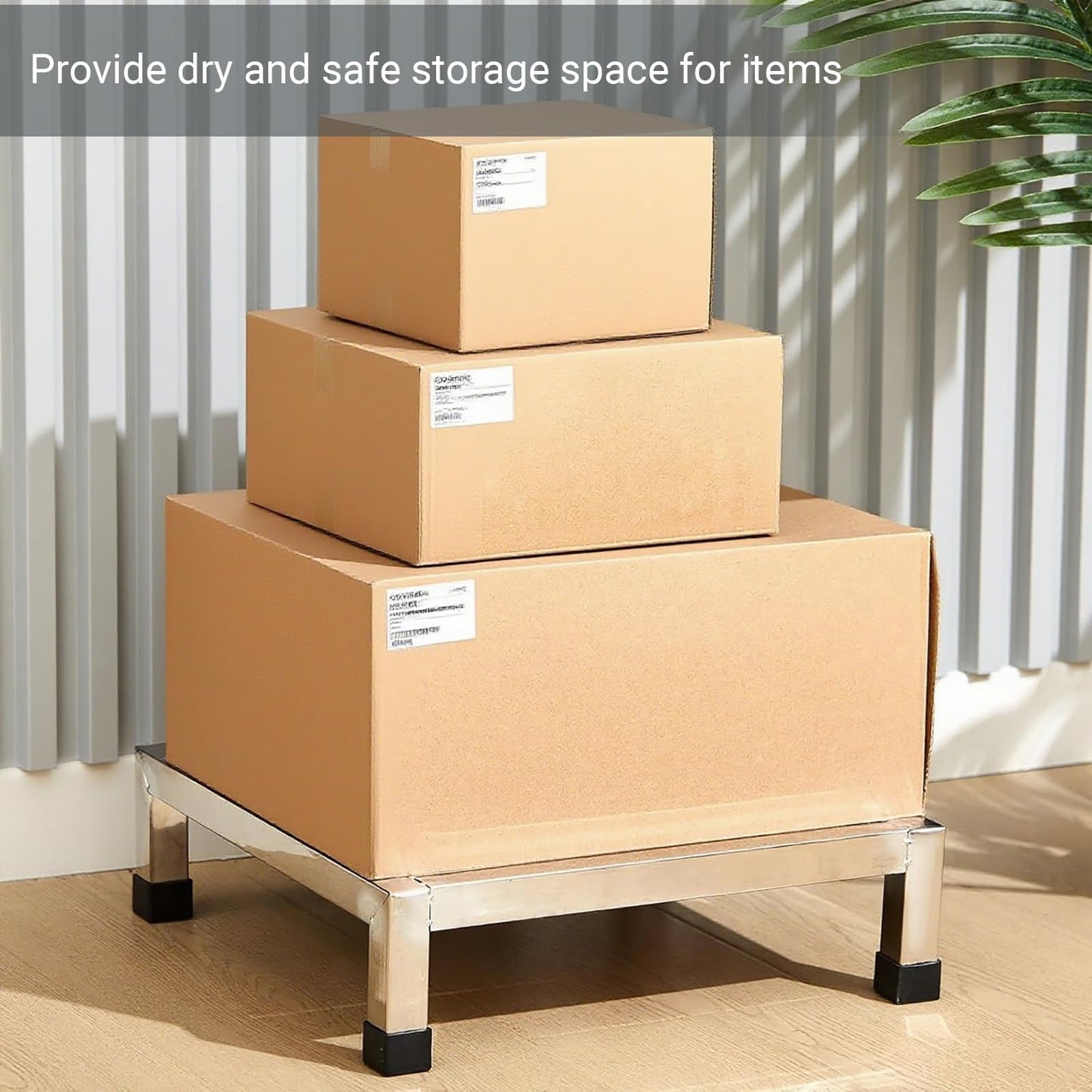 Zepkouel 4 Pack Dunnage Rack,15.7"X11.8"X3.5" Stainless Steel Dunnage Racks,Kitchen Basement Garage Storage Racks,1000 lbs Capacity (4)