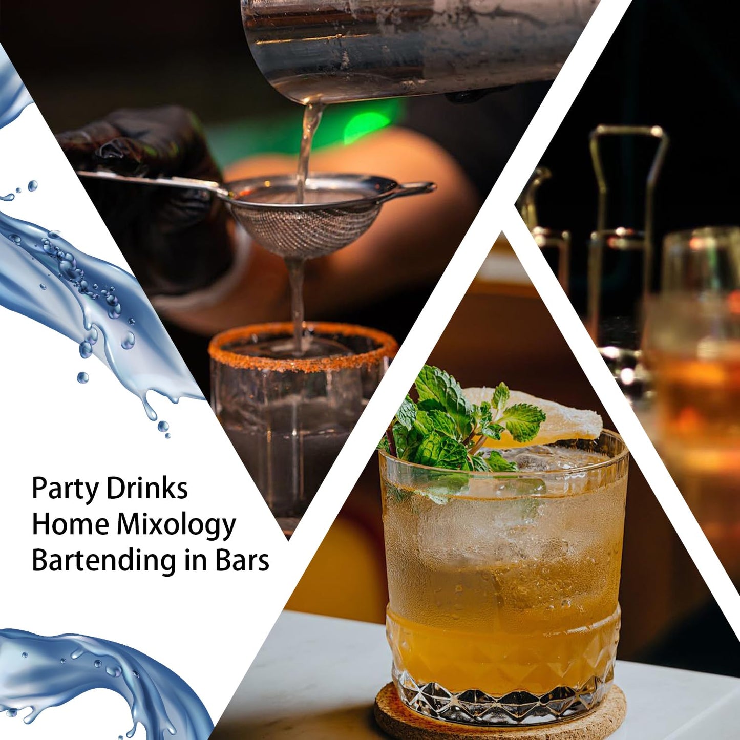 WELESHEI 6 PCS Bar Tool Set Stainless Steel Cocktail Shaker Kit With Muddler, Double Jigger, Mixing Spoon, Strainer & Matte Round Stand Bartender Essentials Barware For Home Bar Party & Celebration